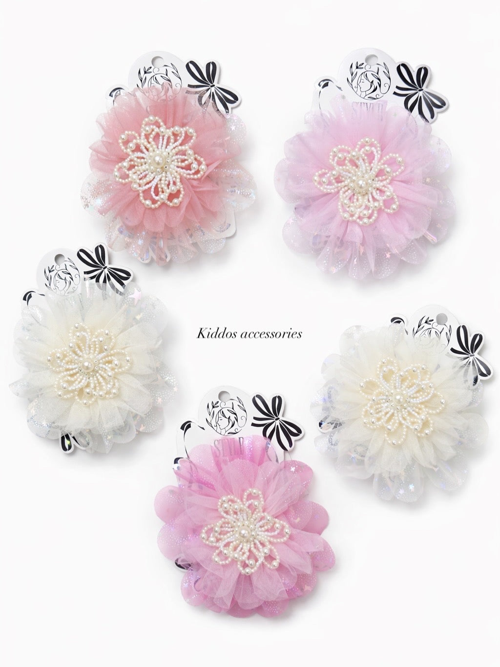 Crinkled pearly Flower Fascinator hairclip each one