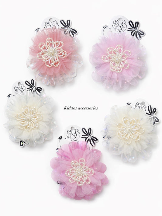 Crinkled pearly Flower Fascinator hairclip each one