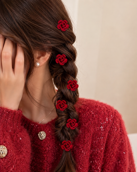 Red Rose Hair buckle clips each one strip (10pcs)