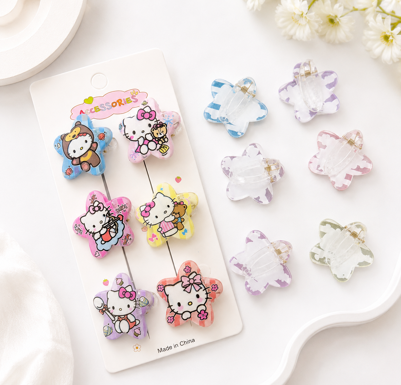 ⭐ Hello Kitty Star Mini Claw Clip Set ( Each one card)