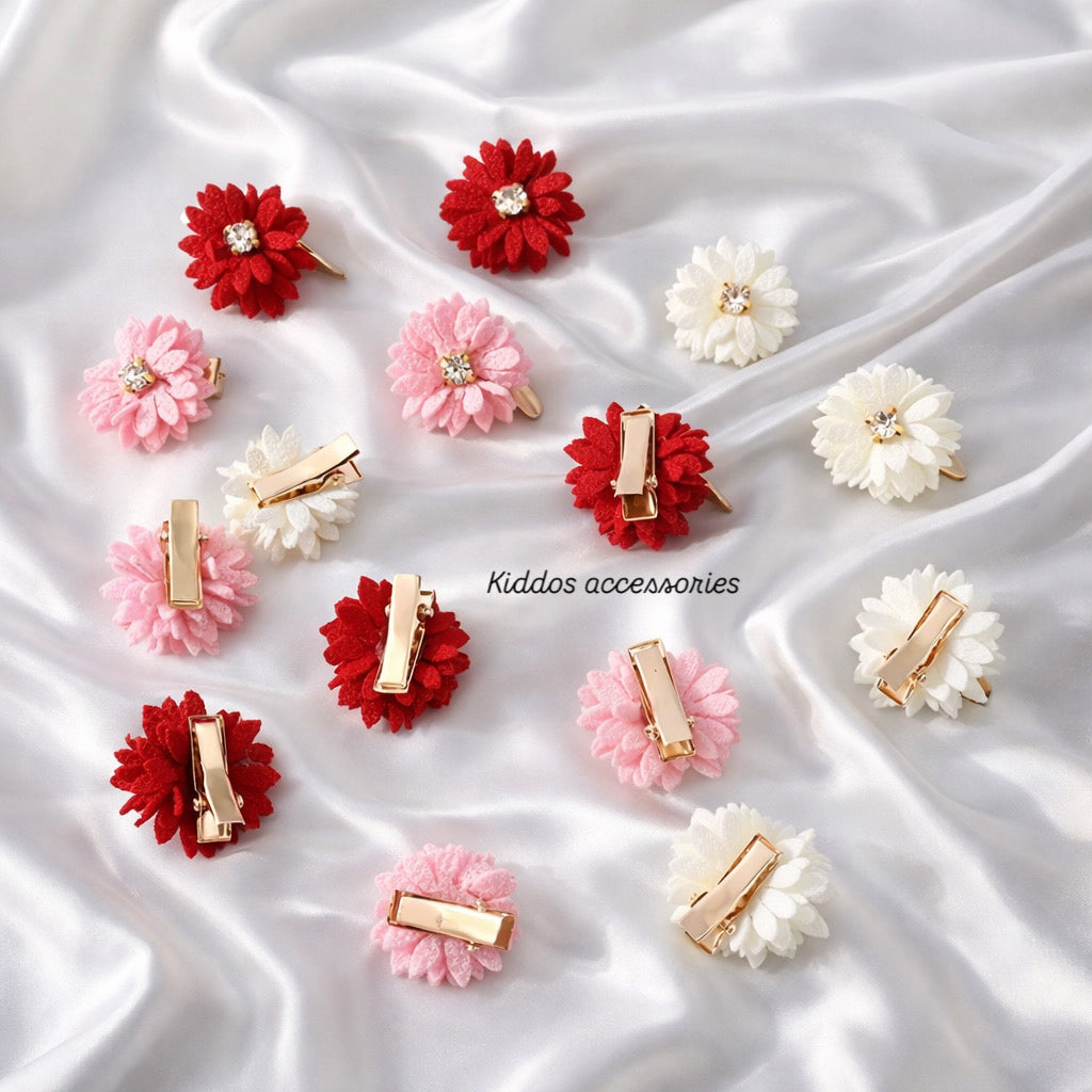 Handmade Fabric Mini Flowers ( Each pair)