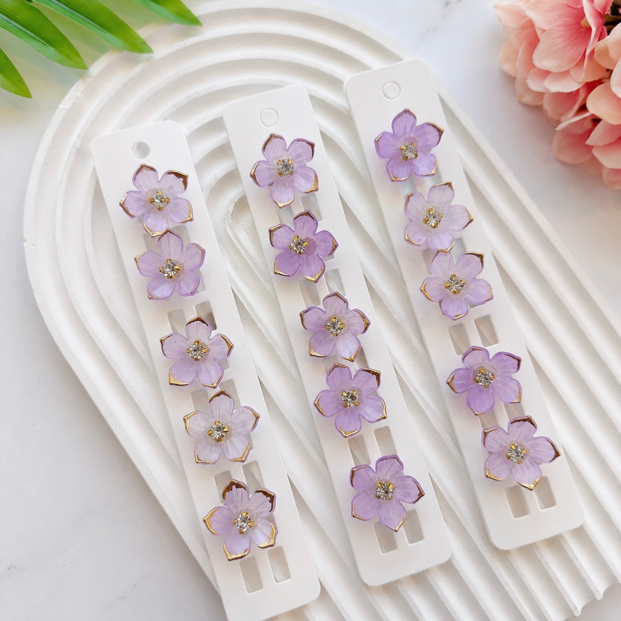 BU-18 Lavender Luxe Blossom Buckle Clips 💜✨ Set of 5pcs in One Strip.