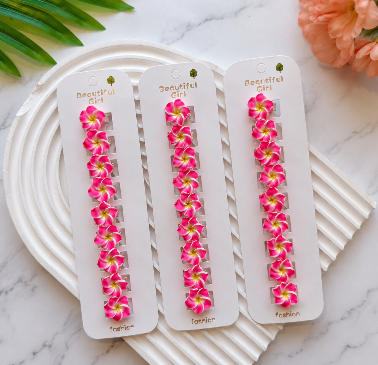 BU-27 Plumeria Dark pink Flower Set of 10 pcs in One Strip.