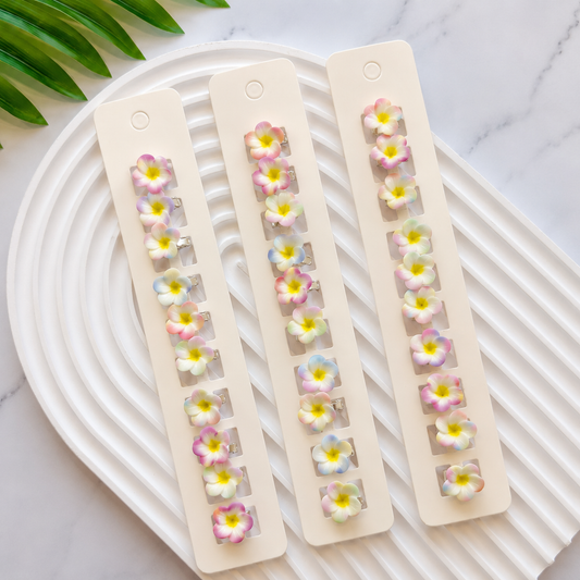 BU-22 Colourful Plumeria buckle clips Set of 10 pcs in One Strip.