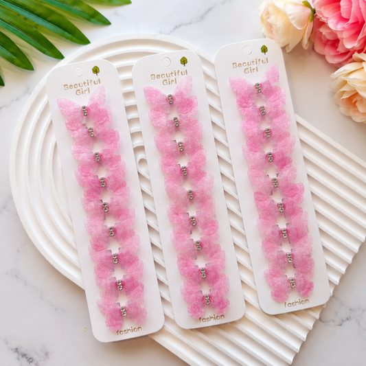 BU-15 🦋 Pink Flutter buckle Clips Set of 10pcs in One Strip.
