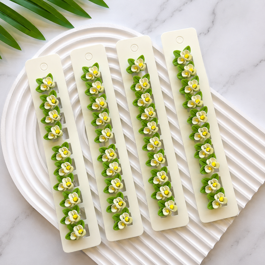 BU-13 🪷Jasmine Bloom Hair Buckle Clips ✨ Set of 10 pcs in One Strip.