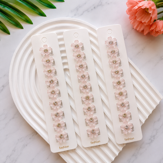 BU-31 Icy Peach Flower hair buckle clips Set of 10 pcs in One Strip.