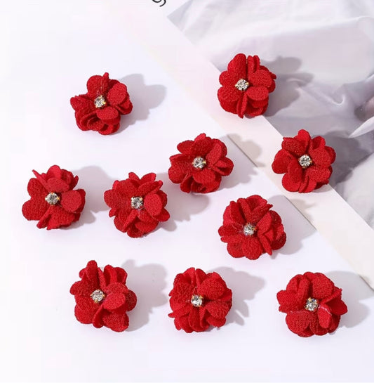 Red flower hair clips each pair