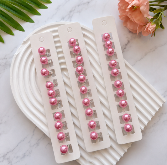 BU-25 Pink Pearls hair buckle clips Set of 10 pcs in One Strip.
