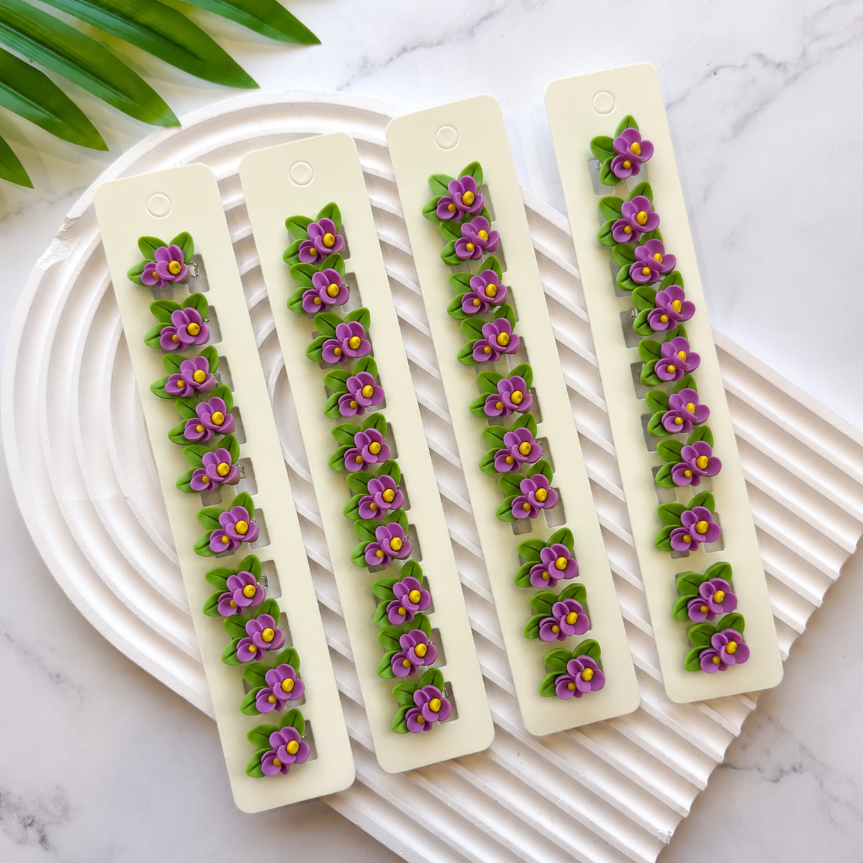 BU-11 🌸 Lavender Blossom Hair Buckle Clips Set of 10pcs in One Strip.