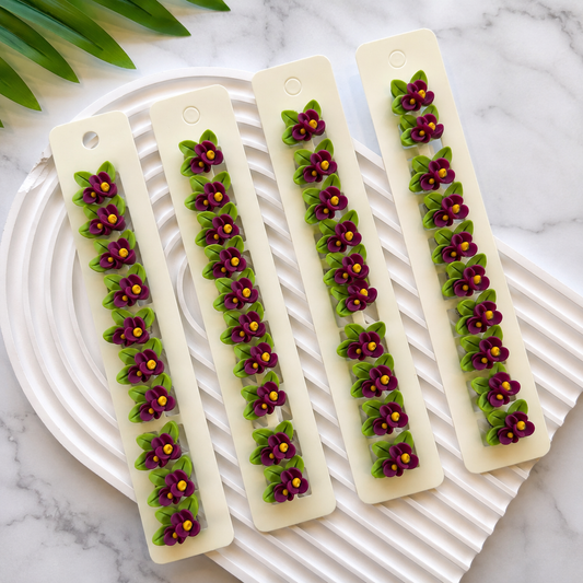 BU-12 🍇 Grape Bloom Hair buckle Clips Set of 10 pcs in One Strip.