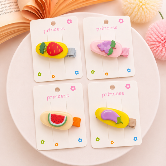 Fruits baby clips each one random design🍓🍇🍉🍆🍑🥝🥕