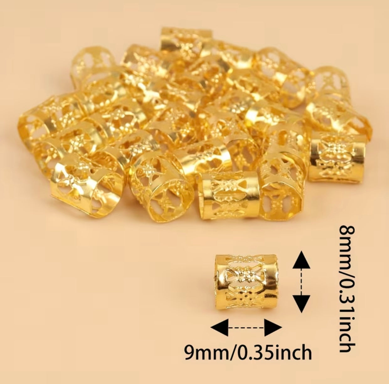Golden Braid Hair Ring (Set of 12pcs)