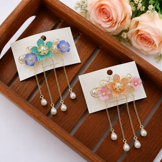 Floral Pearl Cascade Center Clip(Small Size)