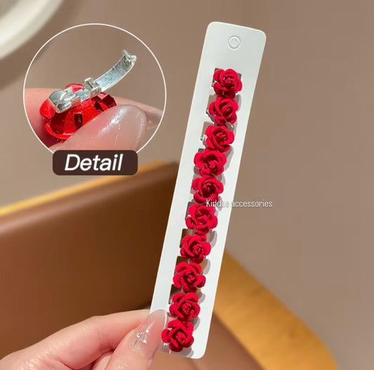 Red Rose Hair buckle clips each one strip (10pcs)