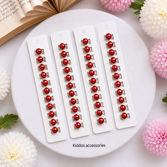 ❤️ Ruby Pearl Hair buckle Clips (Set of 10pcs in One Strip)