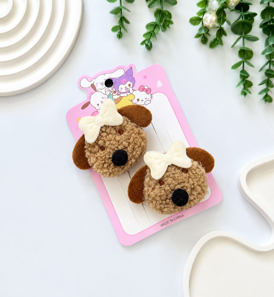 Fluffy Cute Animal theme 🐶 🐱hair clips (each one pair)