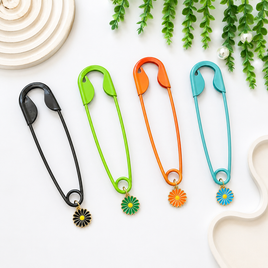 Giant Safety pin with Charms (each one piece)