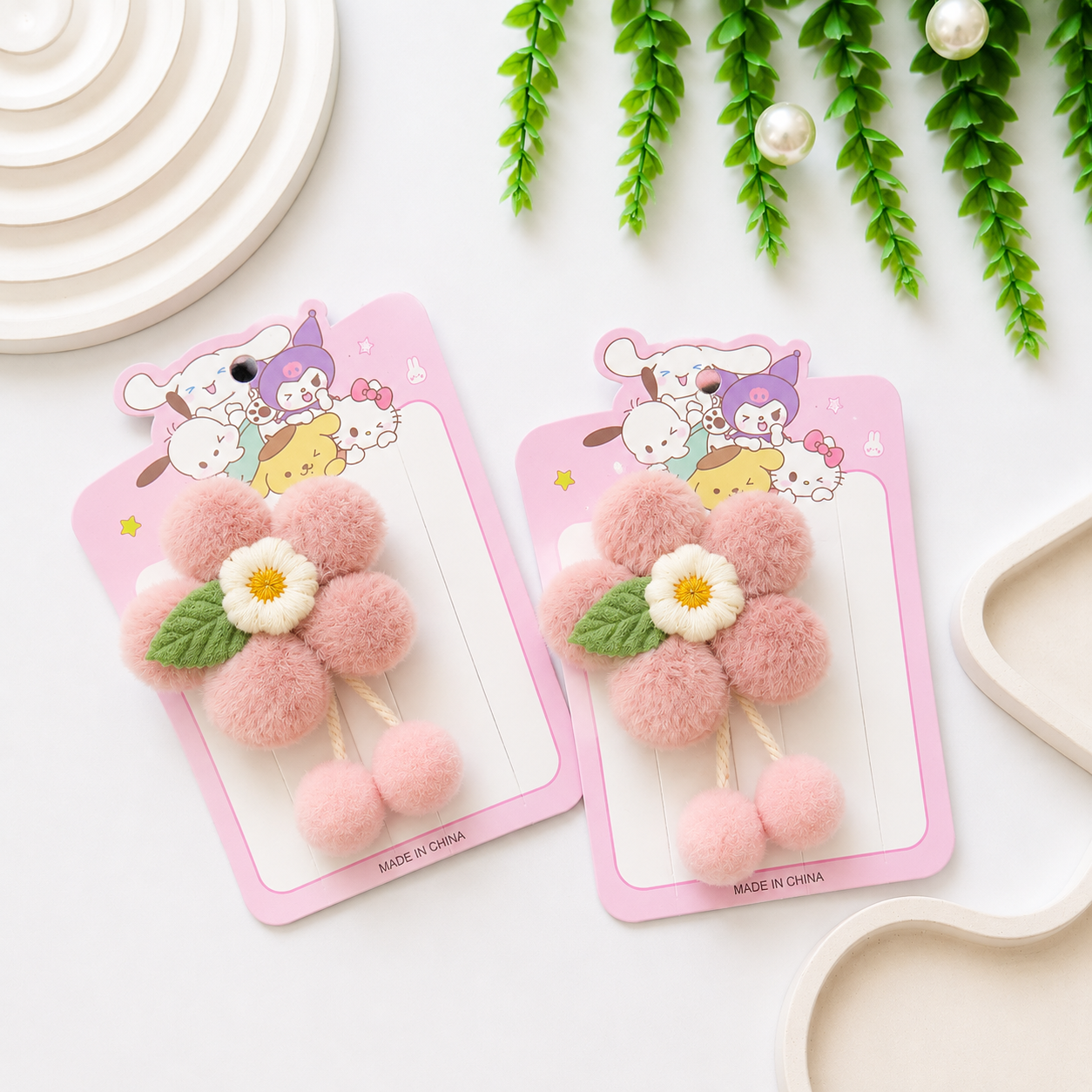 🌸 Fluffy Blossom Pom Hair Clips( set of one pair)