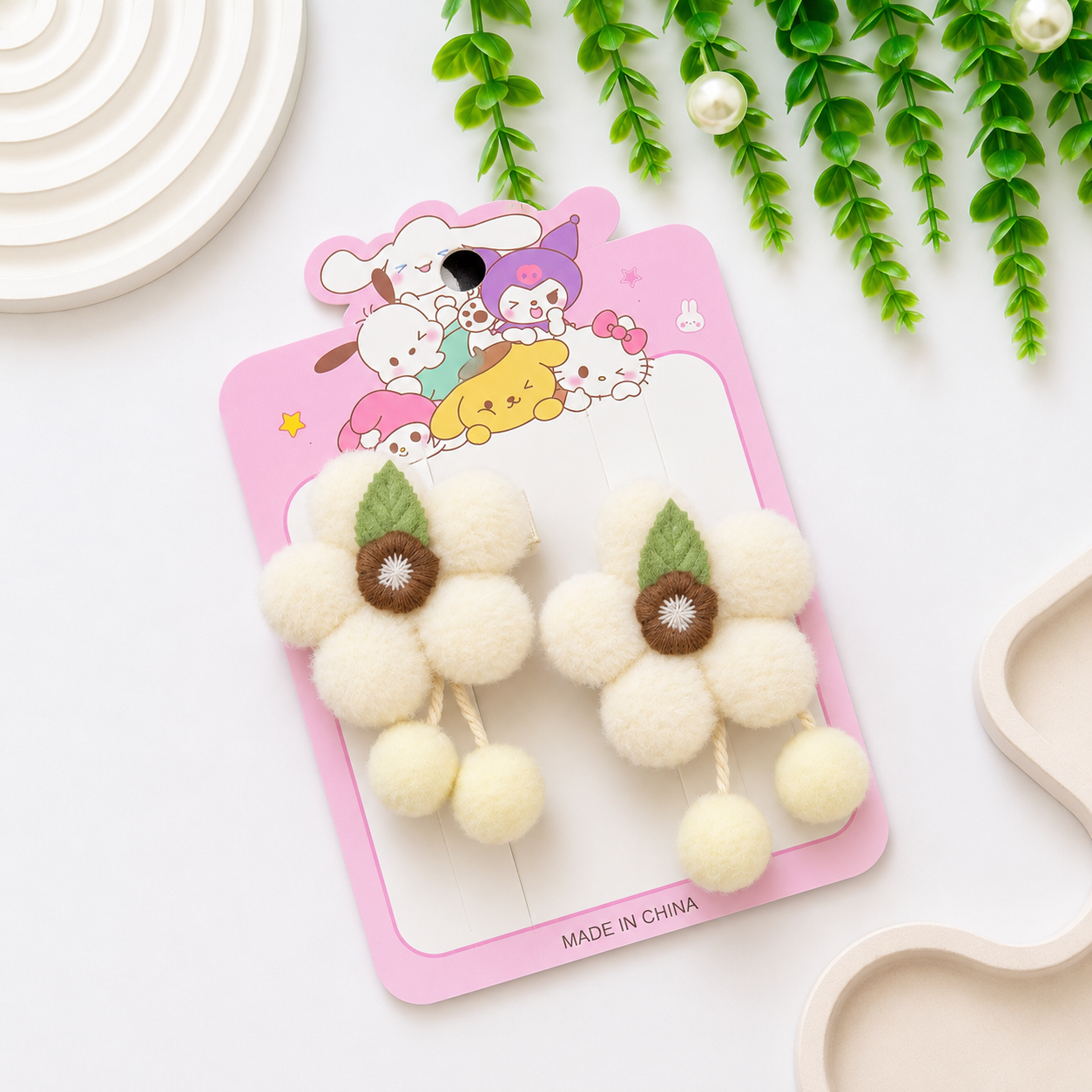 🌸 Fluffy Blossom Pom Hair Clips( set of one pair)