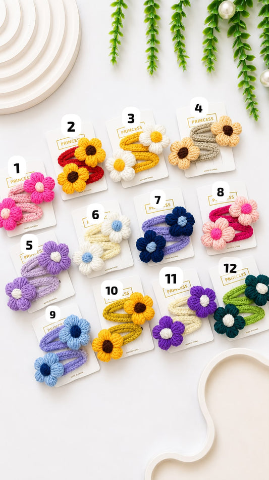 🌸 Petal Pop Crochet Snap Clips (each one pair)