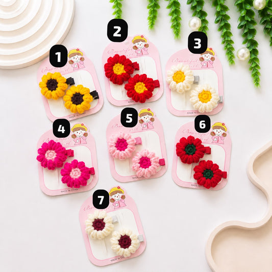 🌼Cozy Crochet Flower Clips (set of one pair)