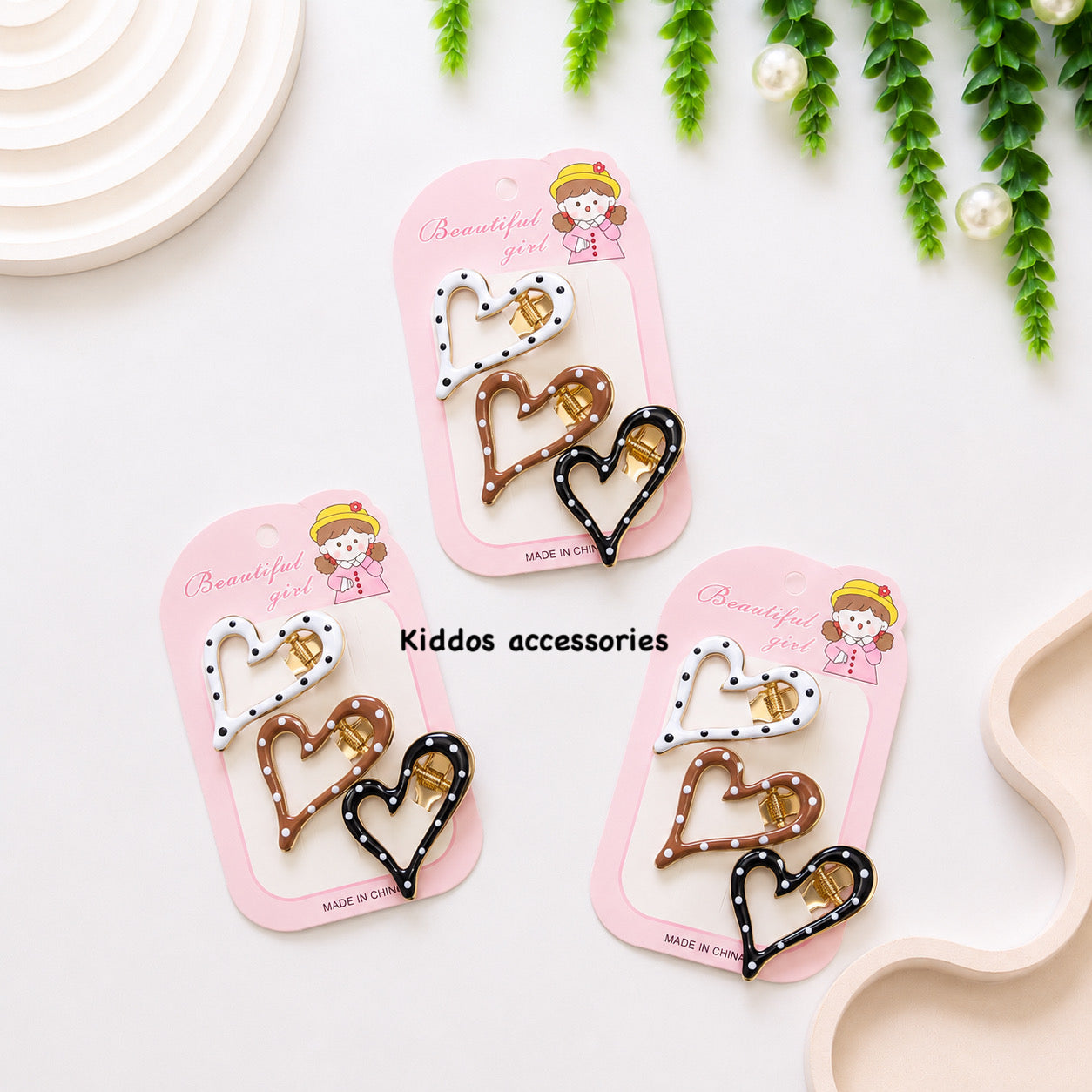 Polka Heart Mini Claw Clips ❤️ (each one card)