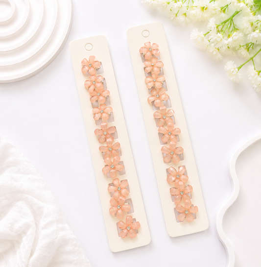 Peach Crystal Flower hair buckle clips  ( Each one strip 10pcs)