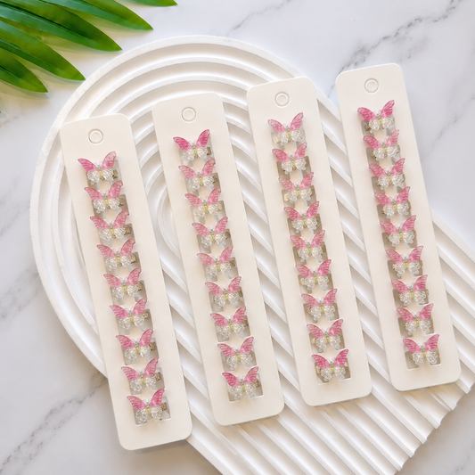 BU-33 Pretty Pink shade 🦋 hair buckle clips Set of 10 pcs in One Strip.