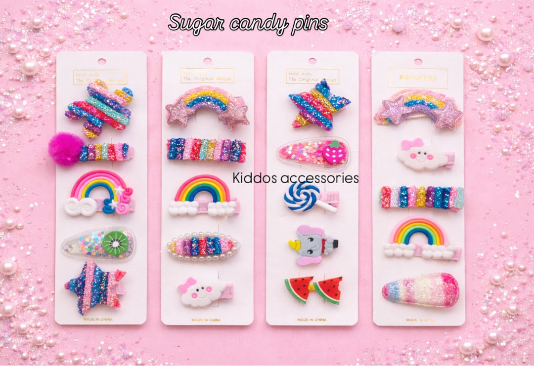 sugar candy pins ( each one card 5clips) Random designs✅