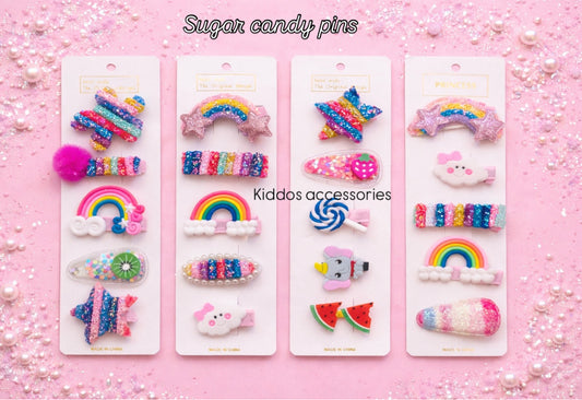 sugar candy pins ( each one card 5clips) Random designs✅